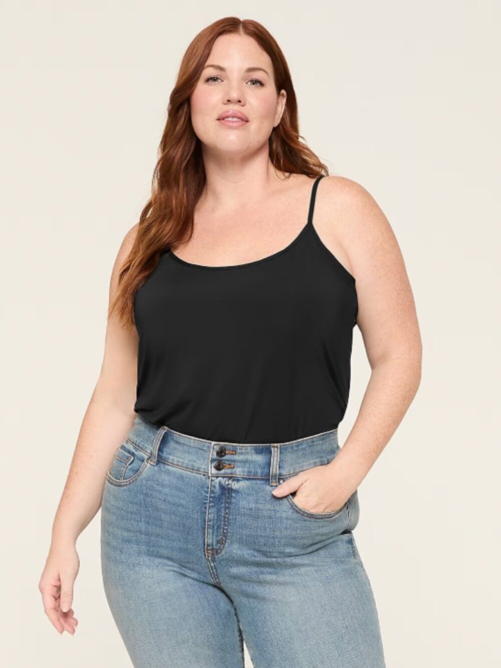 Cacique Women’s Plus Size 26/28 Light Smoothing Layering Cami Camisole Black